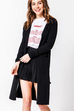 Load image into Gallery viewer, SHELBY BLACK LONG CARDIGAN SWEATER