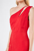 Load image into Gallery viewer, RACHEL RED ONE SHOULDER DRESS