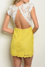 Load image into Gallery viewer, MACKENZIE WHITE & YELLOW LACE DRESS