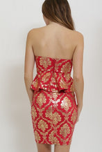 Load image into Gallery viewer, NORA RED PEPLUM TOP & SKIRT SET