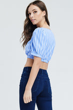 Load image into Gallery viewer, ISABELLA BLUE STRIPE CROP TOP