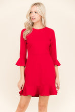 Load image into Gallery viewer, LISA YOU'RE ON FIRE RED RUFFLE DRESS