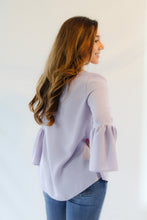 Load image into Gallery viewer, LILA FLOUNCE BELL SLEEVE SOFT LAVENDER BLOUSE