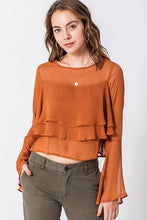 Load image into Gallery viewer, JOSEPHINE BROWN BELL SLEEVE TOP