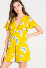 Load image into Gallery viewer, TIFFANY FLORAL PRINT YELLOW ROMPER