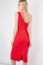 Load image into Gallery viewer, RACHEL RED ONE SHOULDER DRESS