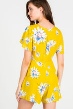 Load image into Gallery viewer, TIFFANY FLORAL PRINT YELLOW ROMPER
