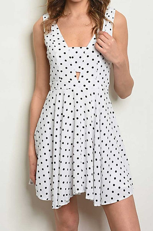 VICKY WHITE POLKA DOT DRESS