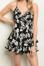 Load image into Gallery viewer, GINLEY BLACK FLORAL ROMPER