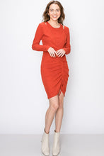 Load image into Gallery viewer, GLADYS RUST RUCHE DRESS