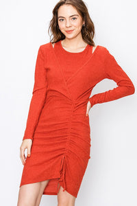 GLADYS RUST RUCHE DRESS