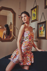 LACY TUBE FLORAL PRINT DRESS