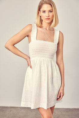 BILLY SMOCKED RUFFLE DETAIL DRESS