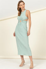 Load image into Gallery viewer, AMANDA SAGE GREEN CUTOUT DRESS