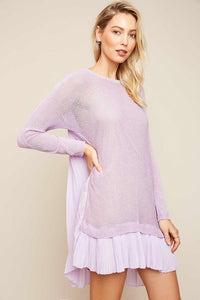 LIBBY LAVENDER KNIT SHEER SWEATER DRESS