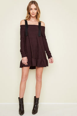 SKYE PLUM COLD SHOULDER DRESS