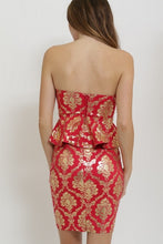 Load image into Gallery viewer, NORA RED PEPLUM TOP &amp; SKIRT SET