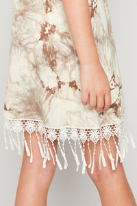 PENELOPE KIDS TIE DIE TAUPE DRESS