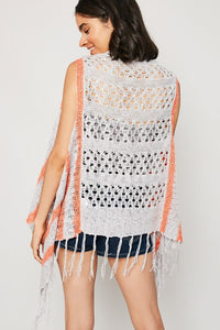 EVIE GREY & CORAL KNIT VEST