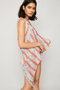 EVIE GREY & CORAL KNIT VEST