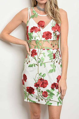 TANYA CROCHET MESH FLORAL DRESS