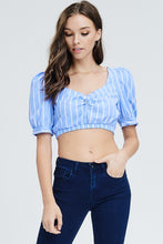 Load image into Gallery viewer, ISABELLA BLUE STRIPE CROP TOP