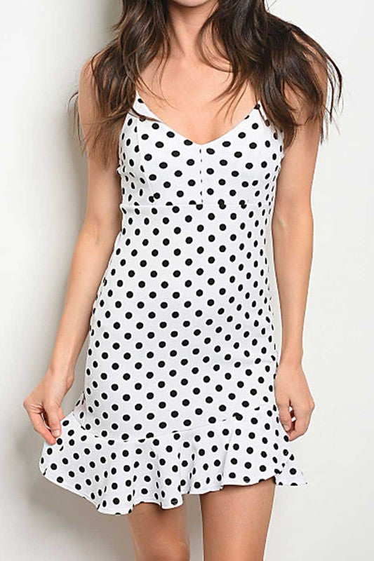 ELIANA WHITE POLKA DOT RUFFLE DRESS  SOPHY