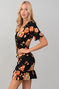 EVELYN BLACK FLORAL DRESS