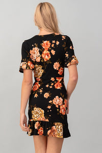 EVELYN BLACK FLORAL DRESS
