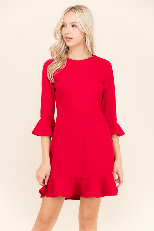 LISA YOU'RE ON FIRE RED RUFFLE DRESS