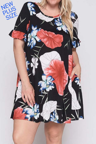 CAM FLORAL BLACK DRESS