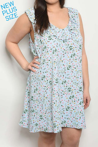 ROSA FLORAL LIGHT BLUE DRESS