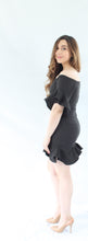 Load image into Gallery viewer, MADDISON RUFFLE ME OFF THE SHOULDER BLACK DRESS