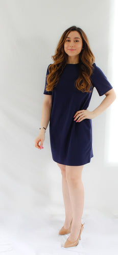 OLIVIA SHIFT ON TO ME NAVY BLUE DRESS